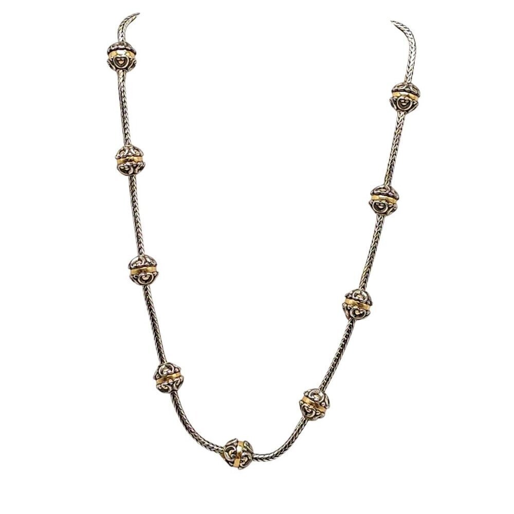 Brighton Two-Tone Silver & Gold Plated Beaded Necklace With Heart Accents